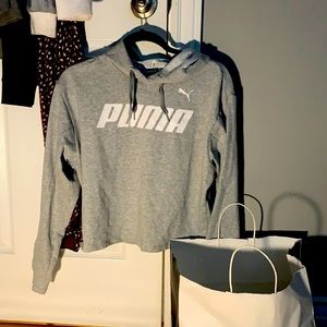 Puma gray long sleeve hooded shirt